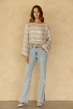 Load image into Gallery viewer, Storia Sequin Stripe Open Knit Top in Silver