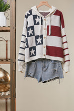 Load image into Gallery viewer, mello. USA Flag Knit Cardigan in Ivory Multi