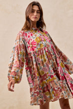 Load image into Gallery viewer, BiBi Floral Print Button Front Mini Dress in Rose Mix