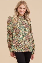 Load image into Gallery viewer, Jodifl Mixed Print Mock Neck Top in Green Mix