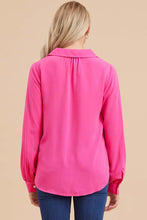 Load image into Gallery viewer, Jodifl Solid Color Open Collared Top in Hot Pink