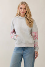 Load image into Gallery viewer, Veveret Sweatshirt Hoodie With Patchwork Sleeve Detail in Pink