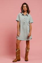 Load image into Gallery viewer, BiBi Washed Twill Dress in Slate Blue