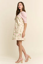 Load image into Gallery viewer, Jodifl Floral Print Overall Mini Dress in Beige Pink