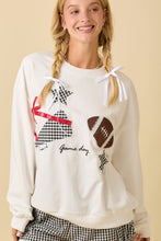 Load image into Gallery viewer, Main Strip Football Game Day Patchwork Top in White