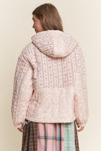 Load image into Gallery viewer, J.nna Mixed Floral Print Hooded Puffer Jacket in Pink Cream