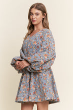 Load image into Gallery viewer, J.nna Denim Floral Print Belted Mini Dress in Floral Denim