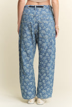 Load image into Gallery viewer, J.nna Floral Jacquard Denim Pants in Med Blue Denim