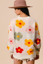 Load image into Gallery viewer, BiBi Multi Colored Daisy Flower Sweater in Cream
