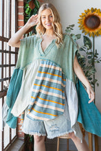 Load image into Gallery viewer, Oli & Hali OVERSIZED Mixed Fabric Babydoll Top in Dusty Green
