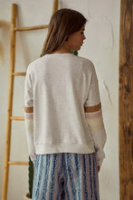 Load image into Gallery viewer, LovLov Terry Knit Sweatshirt with Multi Color Retro Stripes in Oatmeal