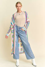 Load image into Gallery viewer, Davi & Dani Open Front Granny Square Crochet Midi Cardigan in Neon Multi