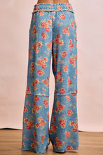 Load image into Gallery viewer, BiBi Floral Print Waffle Thermal Wide Leg Pants in Denim