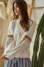 Load image into Gallery viewer, LovLov Terry Knit Sweatshirt with Multi Color Retro Stripes in Oatmeal