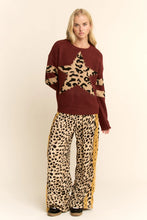 Load image into Gallery viewer, Davi & Dani Leopard Pants with Contrasting Lace Stripe in Taupe Leopard