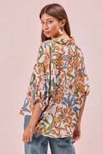 Load image into Gallery viewer, BiBi Bold Multi Color Floral Print Button Down Top in Latte Multi