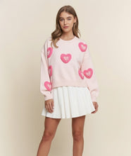 Load image into Gallery viewer, J.nna Embroidered Pearl Heart Sweater in Baby Pink