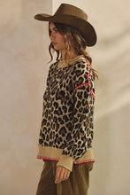 Load image into Gallery viewer, LovLov Knit Sweater with Contrasting Details in Leopard