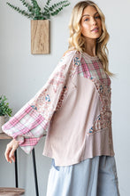 Load image into Gallery viewer, Oli & Hali Oversized Mixed Fabric Star Patched Top in Pink