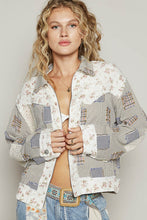 Load image into Gallery viewer, POL Mixed Print Patchwork Jacket in Green Multi