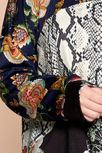 Load image into Gallery viewer, Oddi Mixed Print Color Block Knit Top in Navy