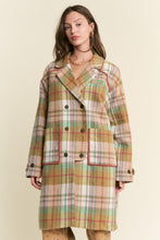 Load image into Gallery viewer, J.nna Multi Color Plaid Midi Coat in Mustard Green