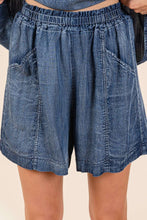 Load image into Gallery viewer, Mittoshop Chambray Shorts in Dark Denim FINAL SALE
