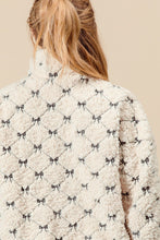 Load image into Gallery viewer, So Me Fleece Diamond and Bow Embroidered Jacket in Ivory