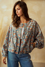 Load image into Gallery viewer, LovLov Washed Denim Floral Print Tiered Jacket in Floral Denim Mix ON ORDER