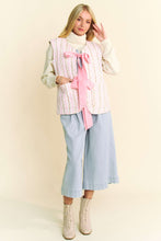 Load image into Gallery viewer, Davi & Dani Padded Quilted Floral Print Vest with Bow Tie Front in Pink
