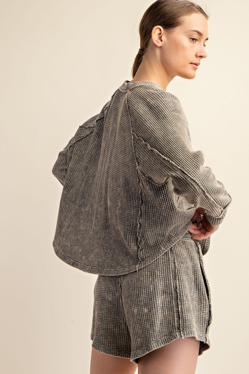 Rae Mode Mineral Washed Waffle Knit Set in Olive – June Adel