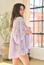 Load image into Gallery viewer, Davi & Dani Open Front Crochet Lace Cardigan in Lavender