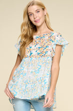 Load image into Gallery viewer, Oddi Mixed Floral Print Top in Peach Combo