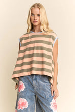 Load image into Gallery viewer, Davi & Dani Contrasting Striped Sleeveless Top in Apricot Olive