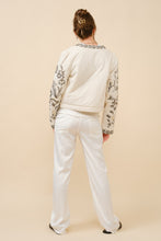 Load image into Gallery viewer, Blue B Mixed Embroidered Zip Up Jacket in Vanilla Black