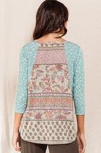 Load image into Gallery viewer, Oddi Multi Print Top with Braided trim Details in Sage Combo