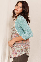 Load image into Gallery viewer, Oddi Multi Print Top with Braided trim Details in Sage Combo