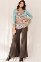 Load image into Gallery viewer, Oddi Multi Print Top with Braided trim Details in Sage Combo
