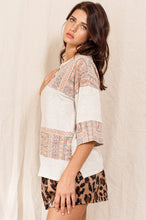 Load image into Gallery viewer, Oddi Color Block Top with Solid and Mixed Paisley Prints in Taupe