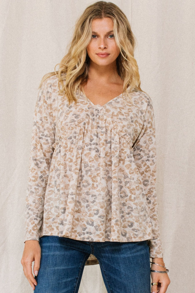 Oddi Leopard Print Top in Taupe Combo – June Adel