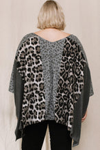 Load image into Gallery viewer, Oddi OVERSIZED Color Block Mixed Animal Print Top in Grey