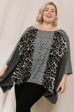 Load image into Gallery viewer, Oddi OVERSIZED Color Block Mixed Animal Print Top in Grey