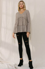 Load image into Gallery viewer, Oddi Thermal Knit Floral Print Top in Taupe