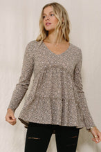 Load image into Gallery viewer, Oddi Thermal Knit Floral Print Top in Taupe
