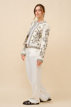 Load image into Gallery viewer, Blue B Mixed Embroidered Zip Up Jacket in Vanilla Black