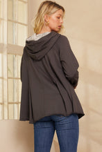 Load image into Gallery viewer, Oddi Solid Color Pullover Top with Inside Printed Hood in Charcoal