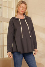 Load image into Gallery viewer, Oddi Solid Color Pullover Top with Inside Printed Hood in Charcoal