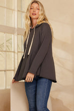 Load image into Gallery viewer, Oddi Solid Color Pullover Top with Inside Printed Hood in Charcoal
