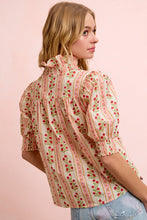 Load image into Gallery viewer, BiBi Floral Printed Ruffled Puff Sleeve Top in Red