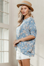 Load image into Gallery viewer, Oddi Floral Print Boat Neck Top in Spring Blue